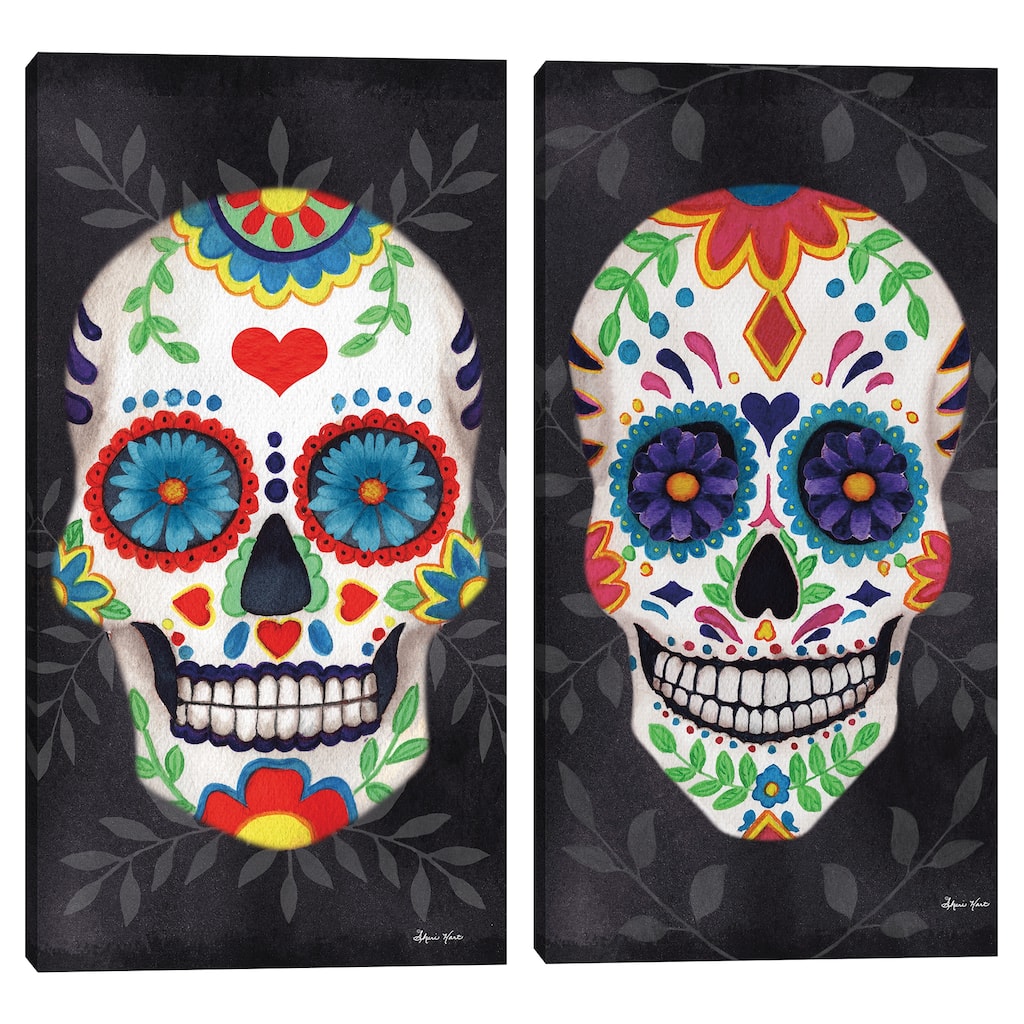 Sugar Skull II, III by Sheri Hart Canvas Art Print Set