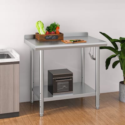 Stainless Steel Table for Prep & Work with Backsplash
