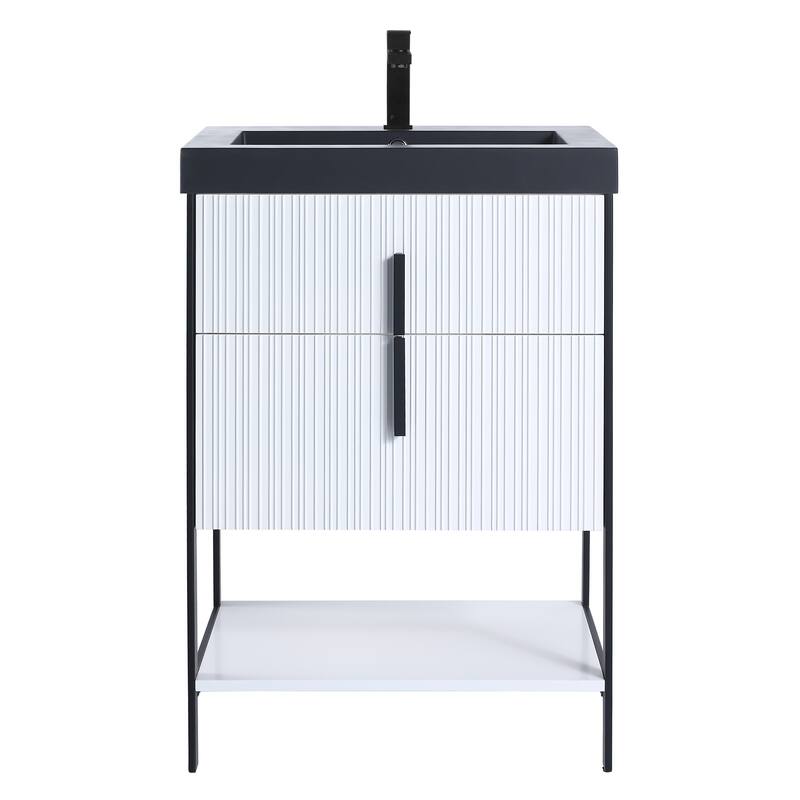 Fine Fixtures Serenity Modern Bathroom Vanity with Black Gel Acrylic Top