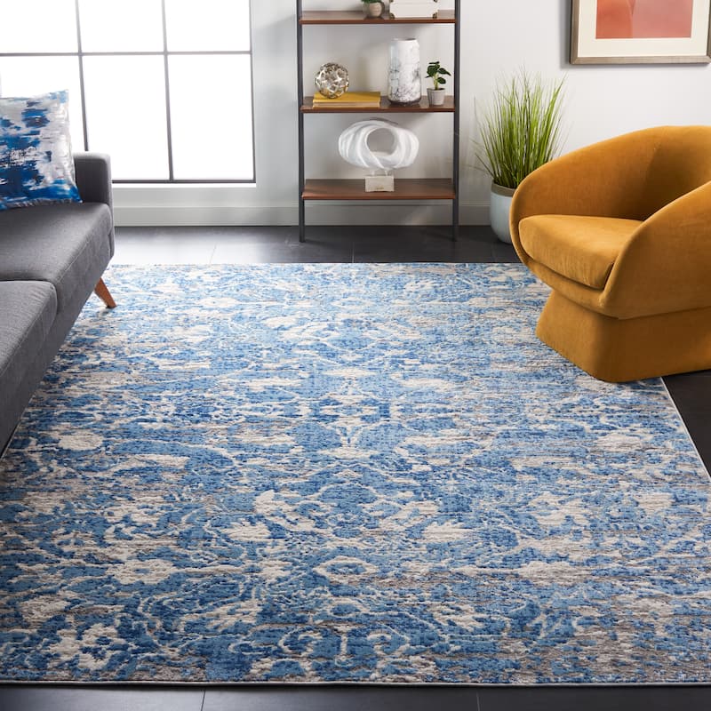 SAFAVIEH Shivan Chandita Floral Rug - 6'7" Square - Blue/Ivory