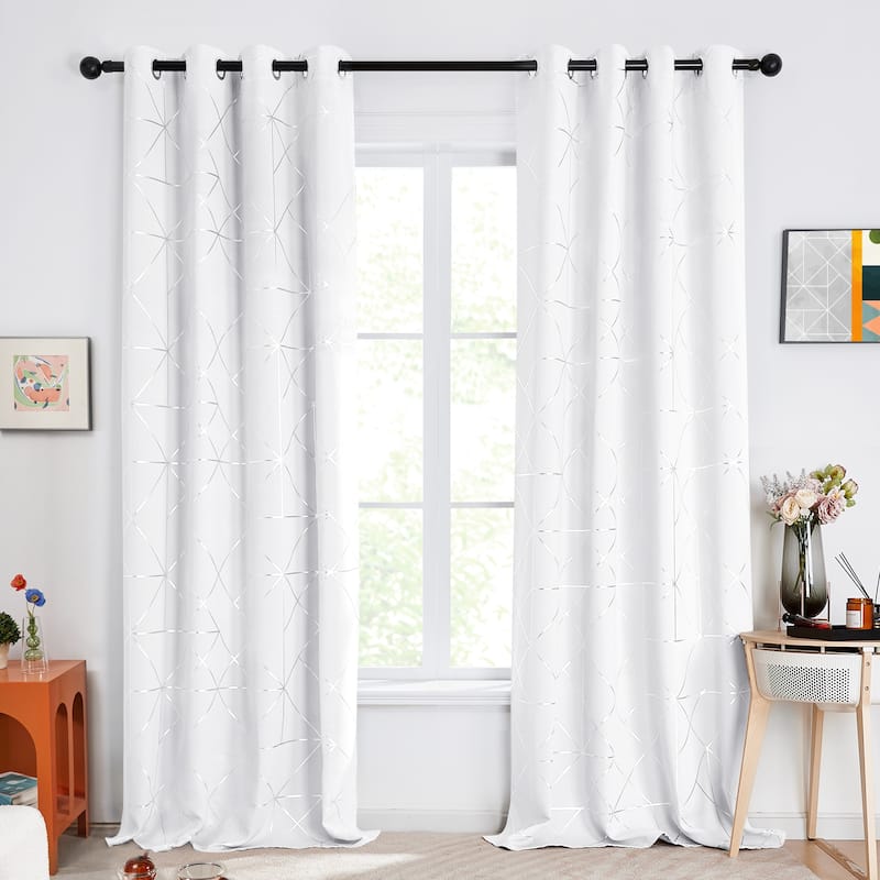 Pattern Curtain, Black Out Curtains for Bedroom Windows 2 Panel - W42 X L72 - Pure White