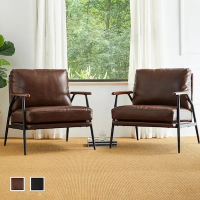 Glitzhome Set of 2 28"W Modern Soft PU Leather Accent Armchair - 28" W x 31" D x 30.75" H