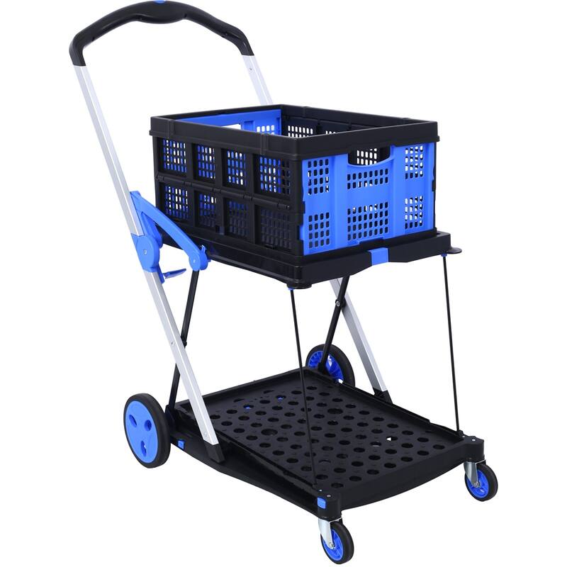 2-Tier Multi Use Functional Collapsible Shopping Carts with Baskets
