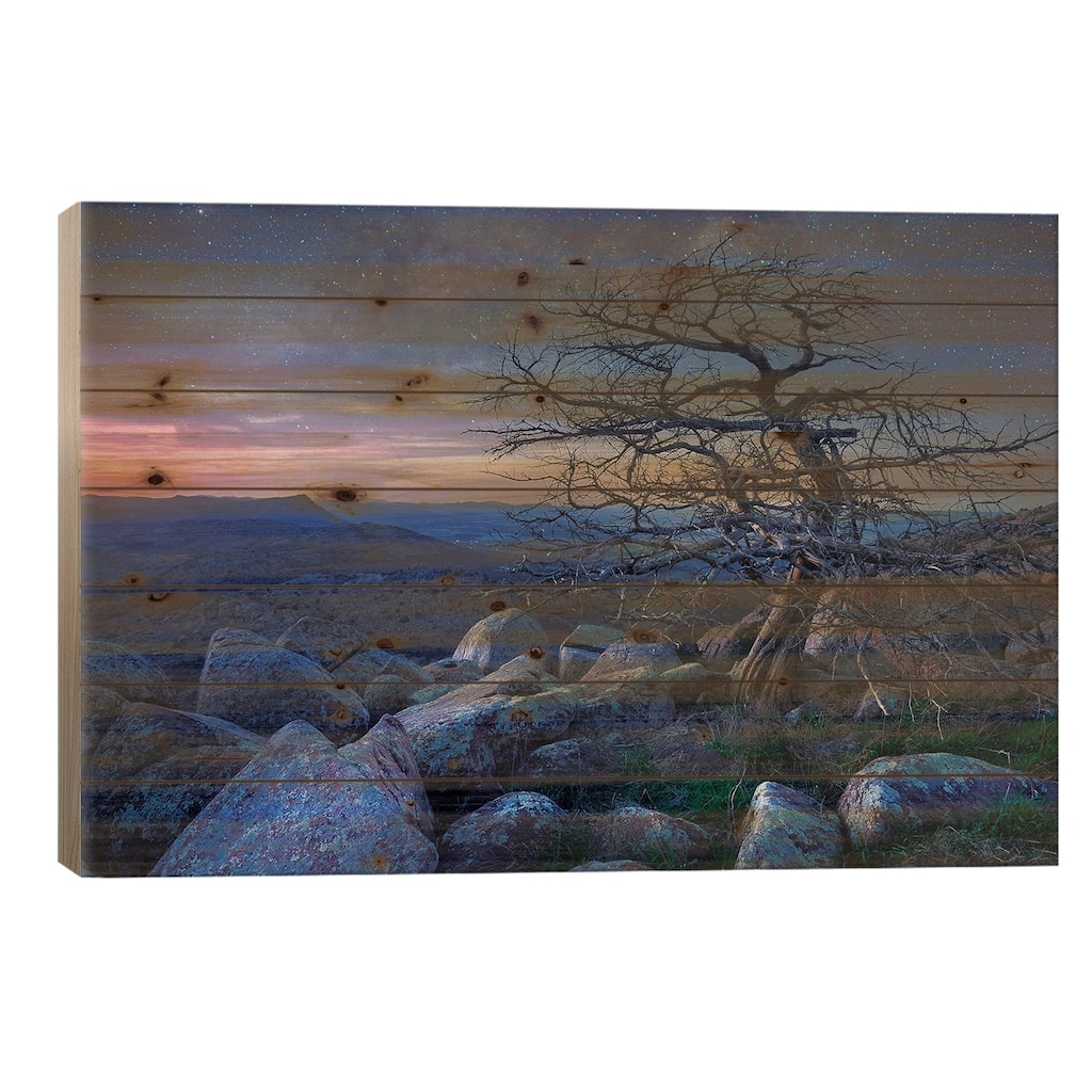 Stars Over Pine On Mount Scott, Wichita Mountains Nwr, Oklahoma Print On Wood by Tim Fitzharris - Multi-Color