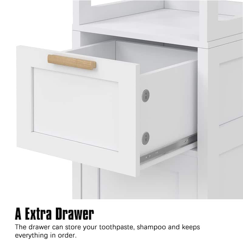 VECELO Tilt Out Laundry Hamper Cabinet with Laundry Baskets Hamper,Bathroom Storage Cabinet Laundry Cabinet with Drawer