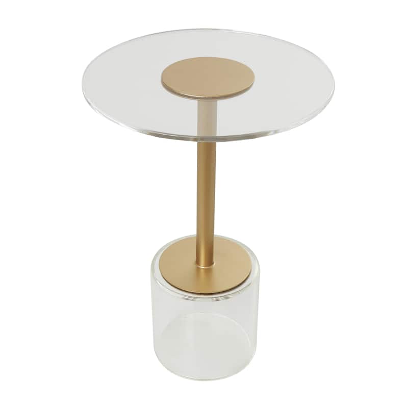 Acrylic Plastic Accent Table with Elevated Base and Gold Stand - Clear - Roche River Decor