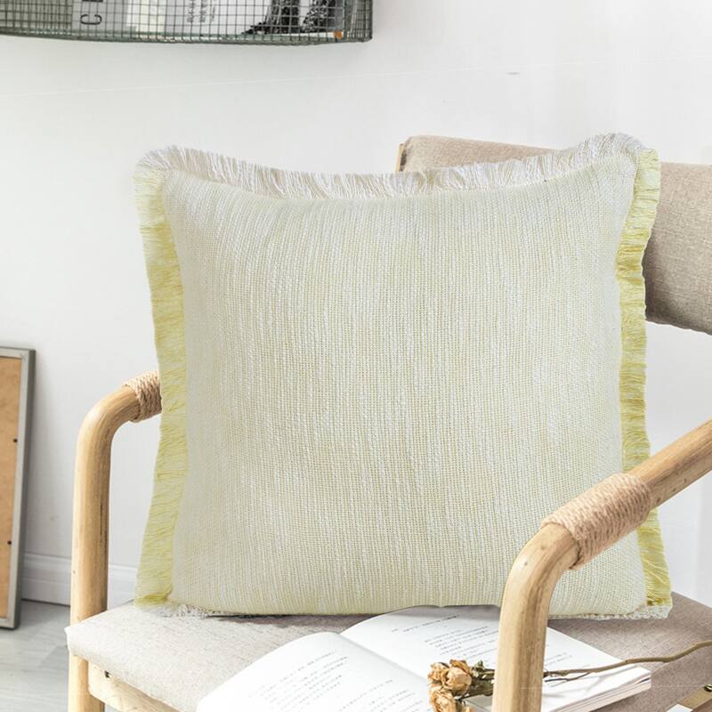 Sevita Two-Tone Cotton Fringe Throw Pillow