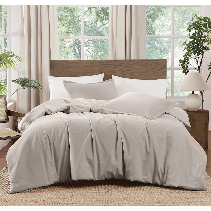Brooklyn Loom Matte Cotton Velvet 3 Piece Duvet Cover Set