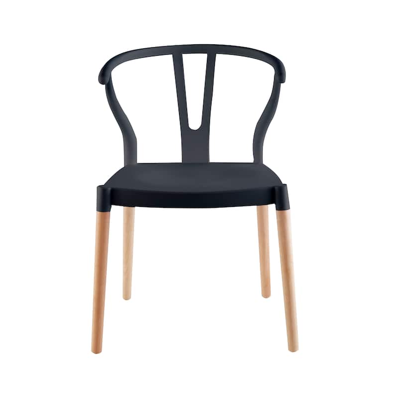 Porthos Home Lyra Plastic Dining Chairs with Beechwood Legs, Set of 2