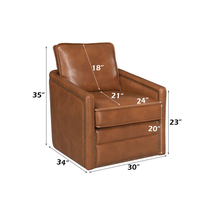Brown Leather Aire Swivel Chair W/Glider - Brown