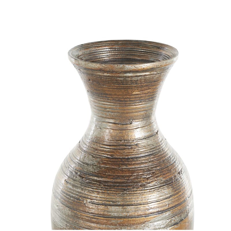 Bamboo Wood Antique Inspired Pot Decorative Vase - Brown - Roche River Decor