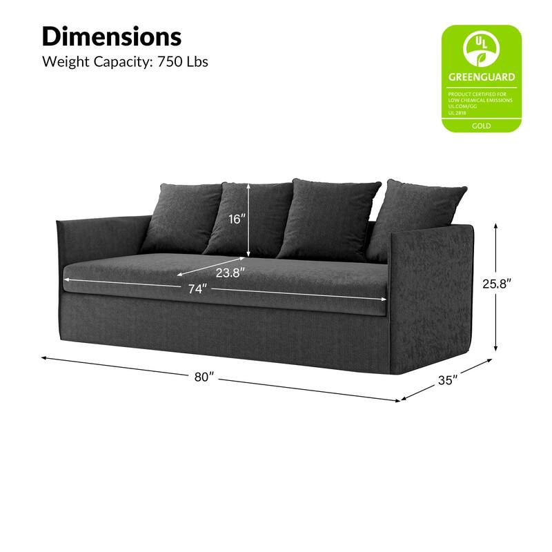 Gottfried 80" Slipcovered Sofa with Two Slipcovers by HULALA HOME