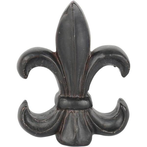 slide 2 of 5, Set of 2 Fleur de Lis Lamp Finials, 2 3/8-inch Tall Black with Copper Highlight
