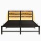 preview thumbnail 43 of 83, LED Platform Bed with Headboard&USB Charging Station