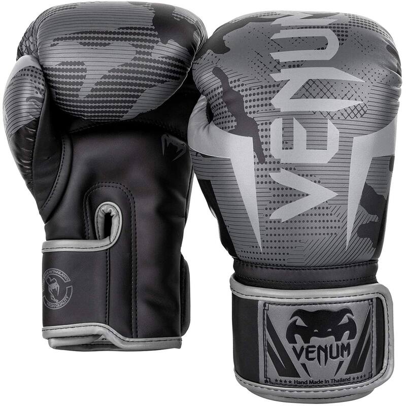 Venum Elite Hook and Loop Boxing Gloves - Black/Dark Camo