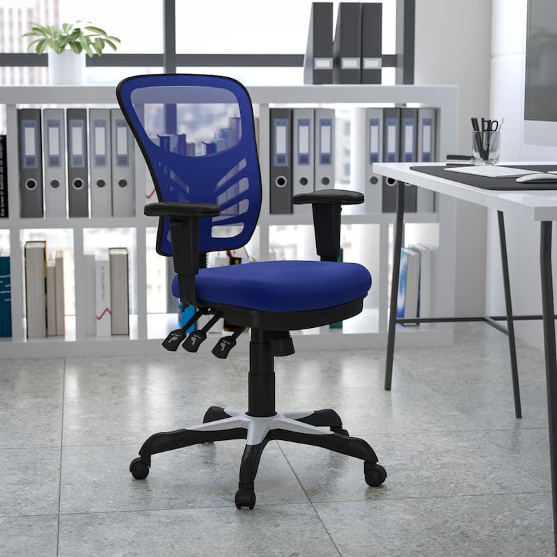 Mid-back Blue Mesh Adjustable Ergonomic Office Chair - Blue