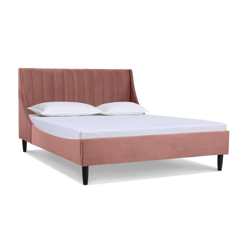Willow Velvet Upholstered Channel Tufted Platform Bed