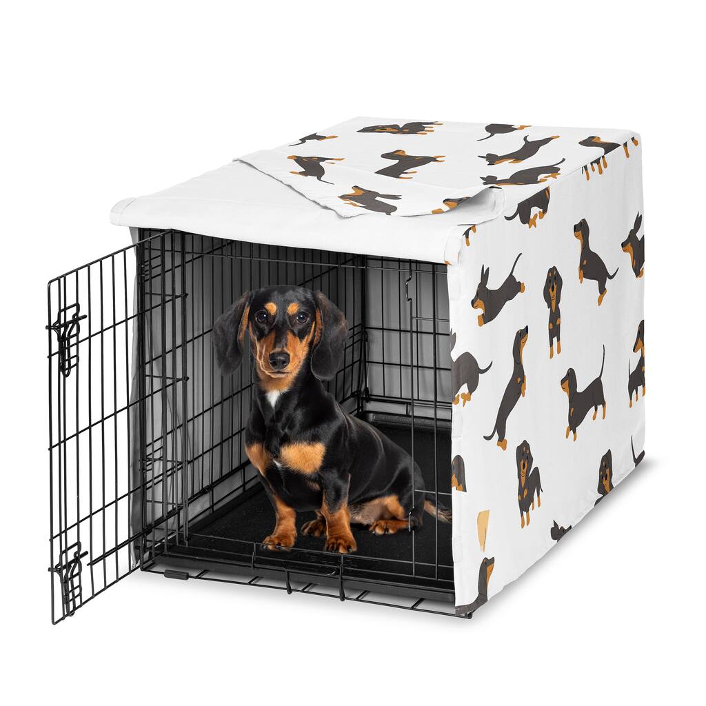 Sweet Jojo Designs Dachshund Boy, Girl, Unisex/Gender Neutral Dog Crate Kennel Cover 36in Puppy Dogs Modern Classic Wiener Doggy