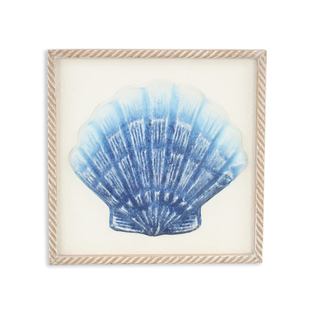 Coralia Blue Metal Sea Shell Relief Wall Art