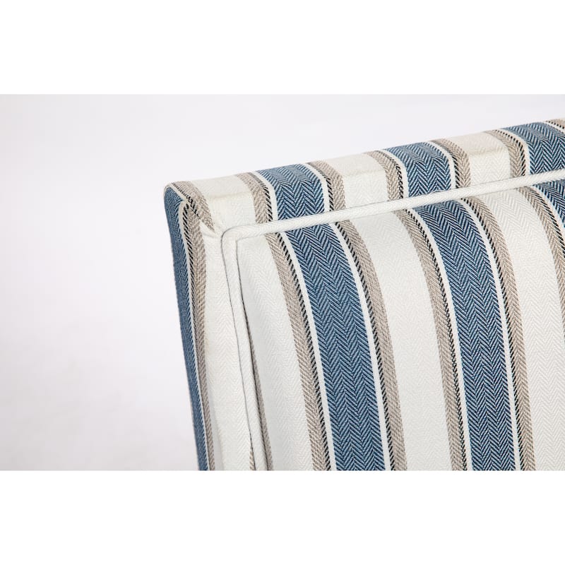 Striped Linen Accent Chair with Nailhead Trim and Solid Wood Frame