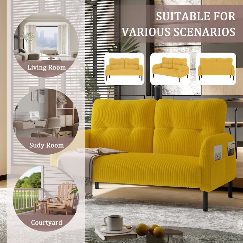 Corduroy Fabric,Comfortable Monochrome Double Sofa,Suitable For Living Rooms And Bedrooms