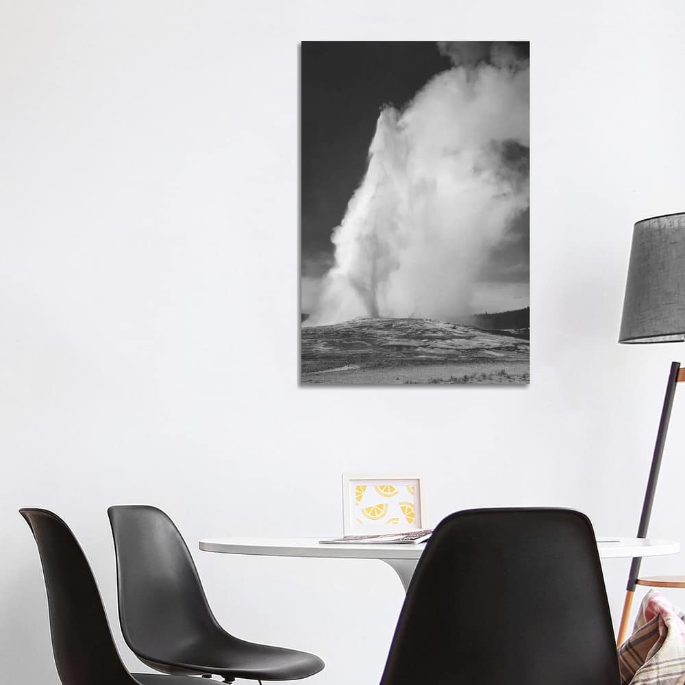 iCanvas "Old Faithful Geyser, Yellowstone National Park" by Ansel Adams Canvas Print