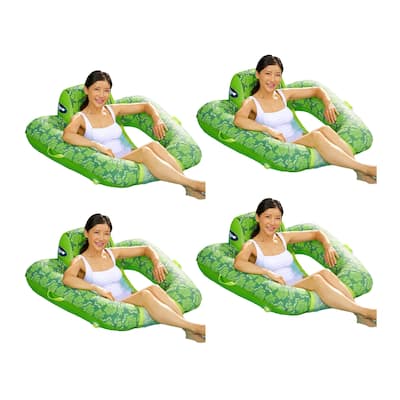 Aqua Leisure Zero Gravity Inflatable Swimming Pool Lounge Chair Float, Green, 4 - 4 Pack