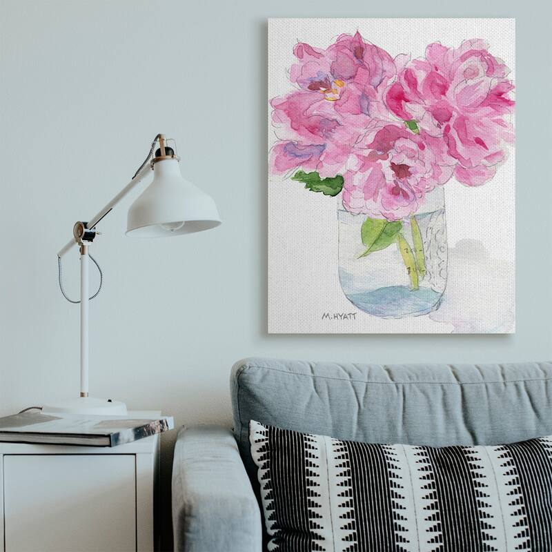 Stupell Pink Peonies in Classic Canning Jar Canvas Wall Art