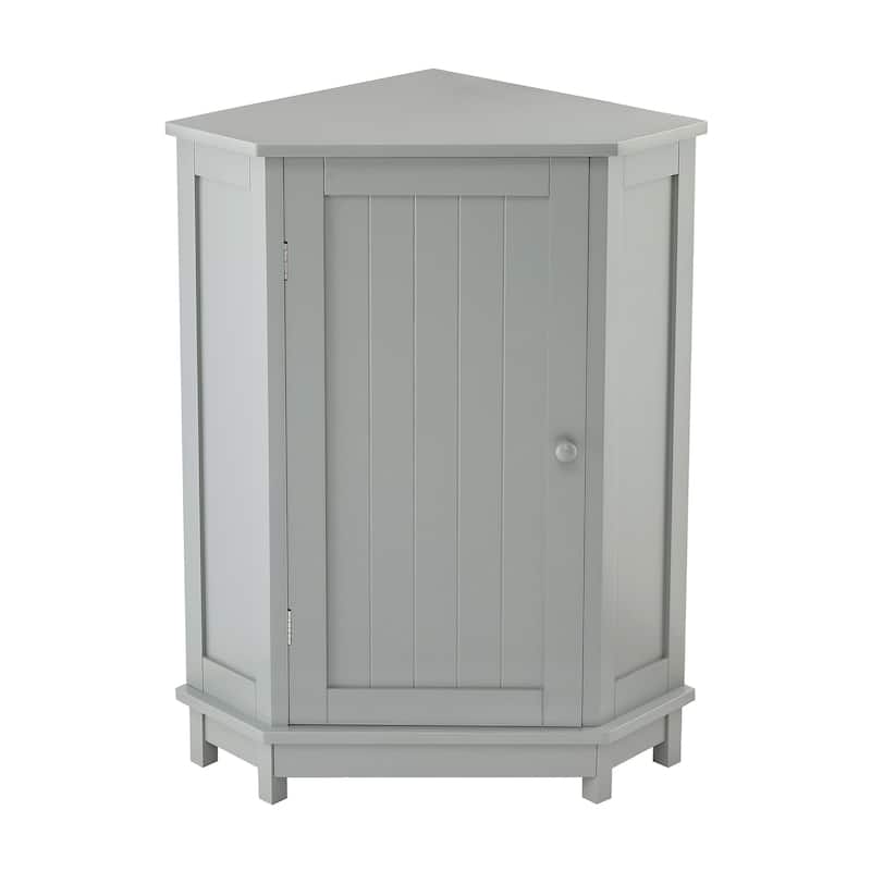 Bathroom Corner Storage Cabinet, Wood Single Door Corner Cabinet, Freestanding Organizer with Adjustable Shelves