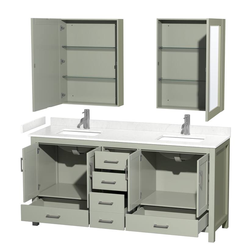 Wyndham Collection Sheffield 72" Double Bathroom Vanity, Carrara