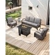 preview thumbnail 115 of 174, Pocassy Outdoor Patio Furniture Set 4PCS Sofa Fire Table with Swivel Chairs - Brown Rattan - Grey Cushion