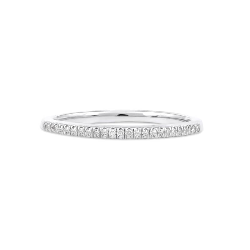 1/10ct TDW Diamond Studded Anniversary Band in 10K White Gold for Women