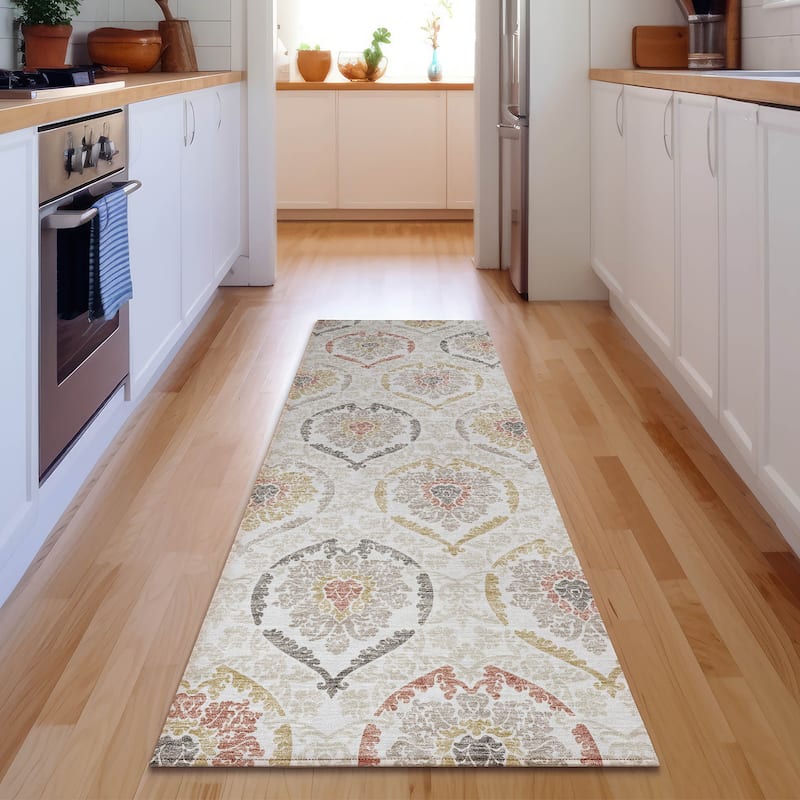 Premium Washable Super Soft Chic Medallions Mayfield Rug - Ivory - 2' 3" x 7' 6" - Runner