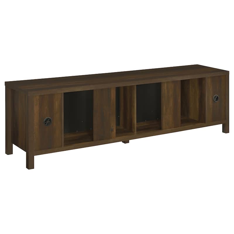 Carey 79-Inch TV Stand Fireplace Media Console Dark Pine