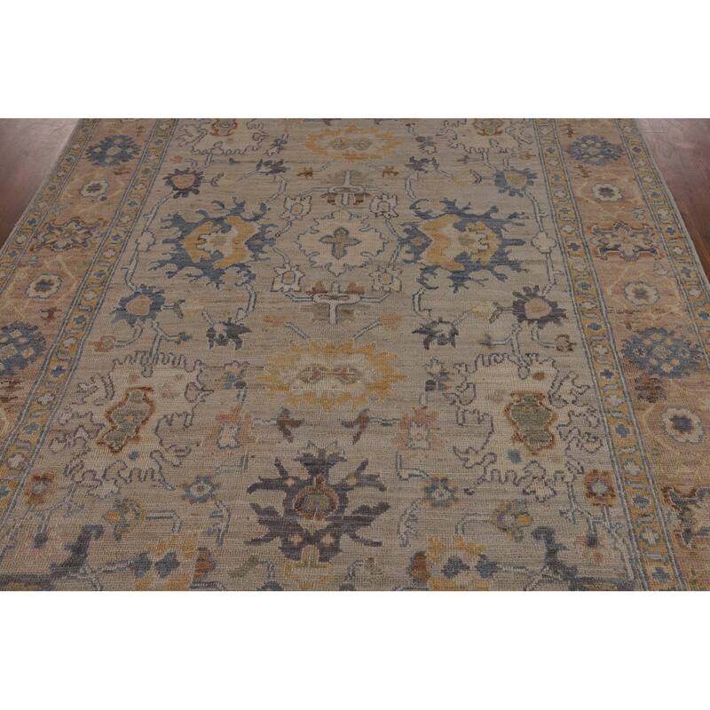 Oriental Vegetable Dye Oushak Turkish Area Rug Handmade Wool Carpet - 5'11"x 8'10"