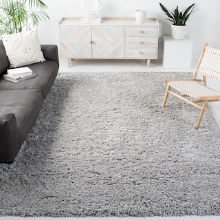 SAFAVIEH Polar Shag Bibi Glam Solid 3-inch Extra Thick Rug - Silver - 4' Square