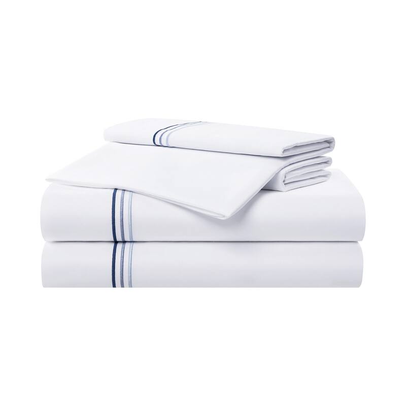 Aston & Arden 600 Thread Count Cotton Sateen Sheet Set - Blue - Full