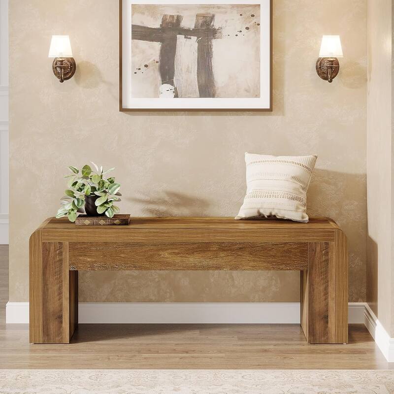 47" Long Rustic End of Bed Dining Entryway Bench with Heavy-Duty 5.9" Frame