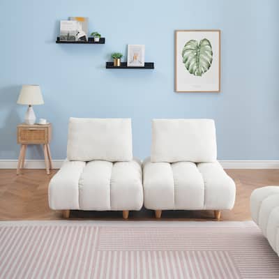 "Modern 60-Inch Teddy Fabric Sofa, Cozy and Durable, Perfect for Apartments, Offices, and Living Rooms"