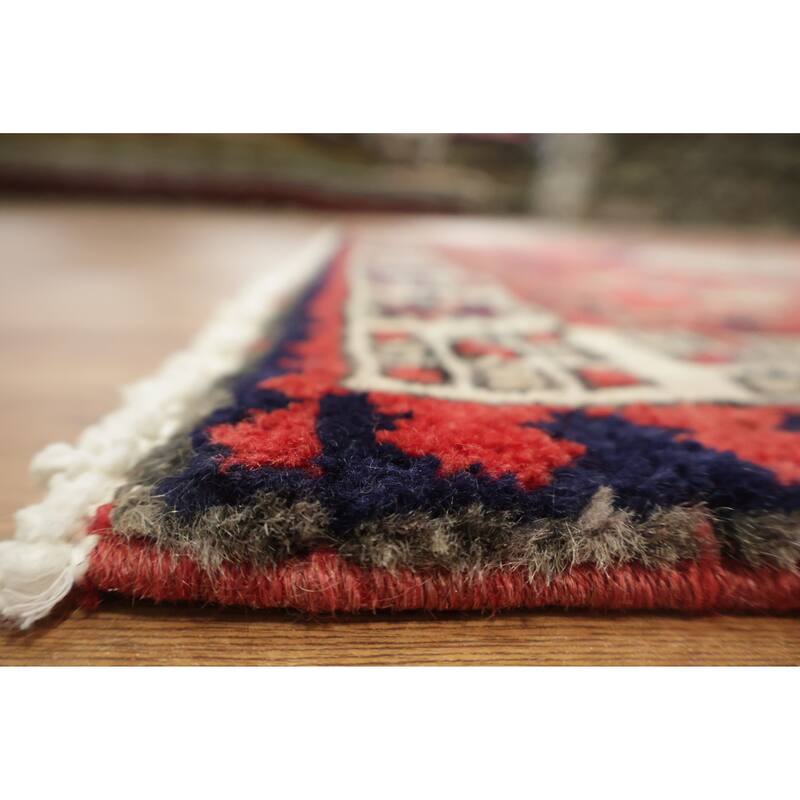 Hand Knotted Oriental 100% Wool Carpet Traditional Tribal Red Ardebil Runner Rug - 10' 6'' X 3' 8''
