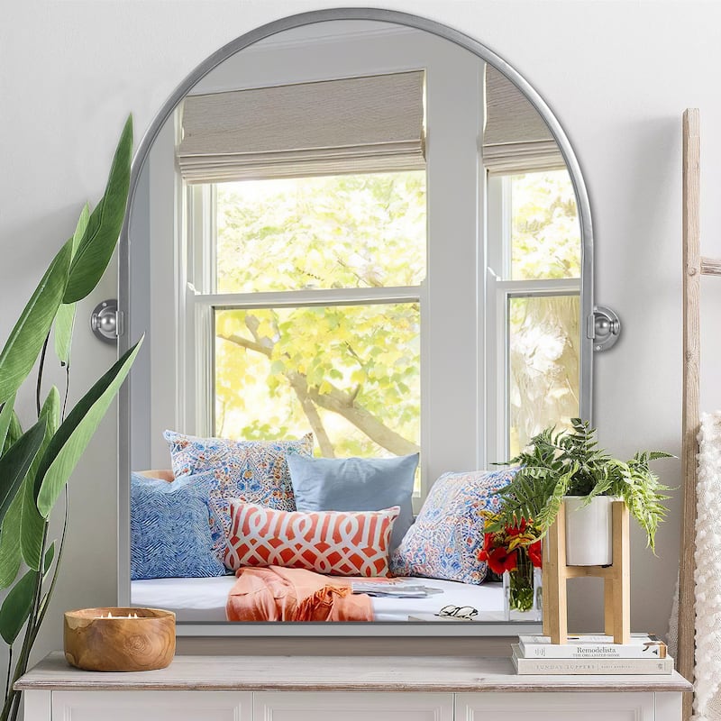 Iron Metal Frame Rectangular Windowpane Wall Mirror Farmhouse Rustic Elegant Decor for Living Room Bedroom Bathroom Entryway