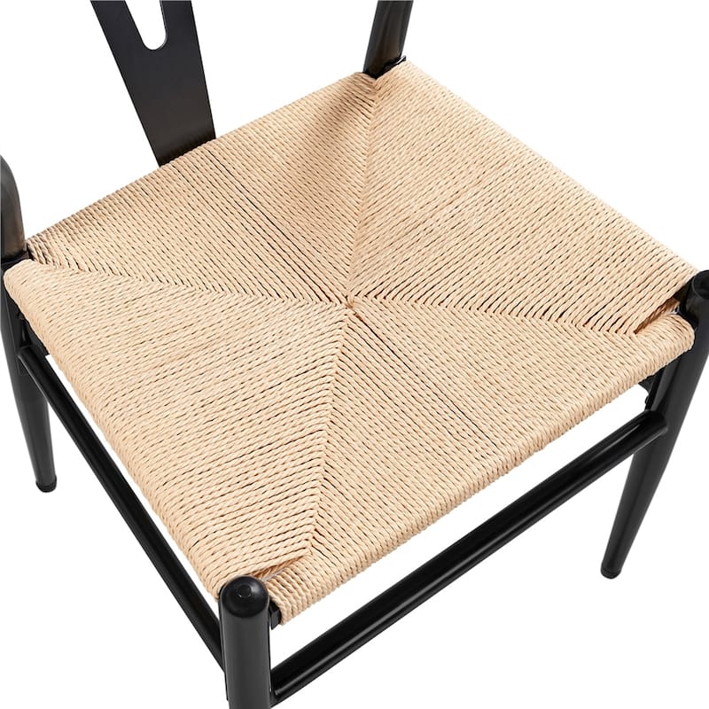 Yaheetech Modern Weave Y-Shaped Dining Chair with Solid Metal Frame