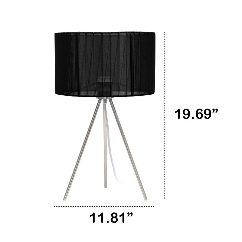 Creekwood Home 19.69" Contemporary Brushed Nickel Pedestal Table Lamp - 19.69