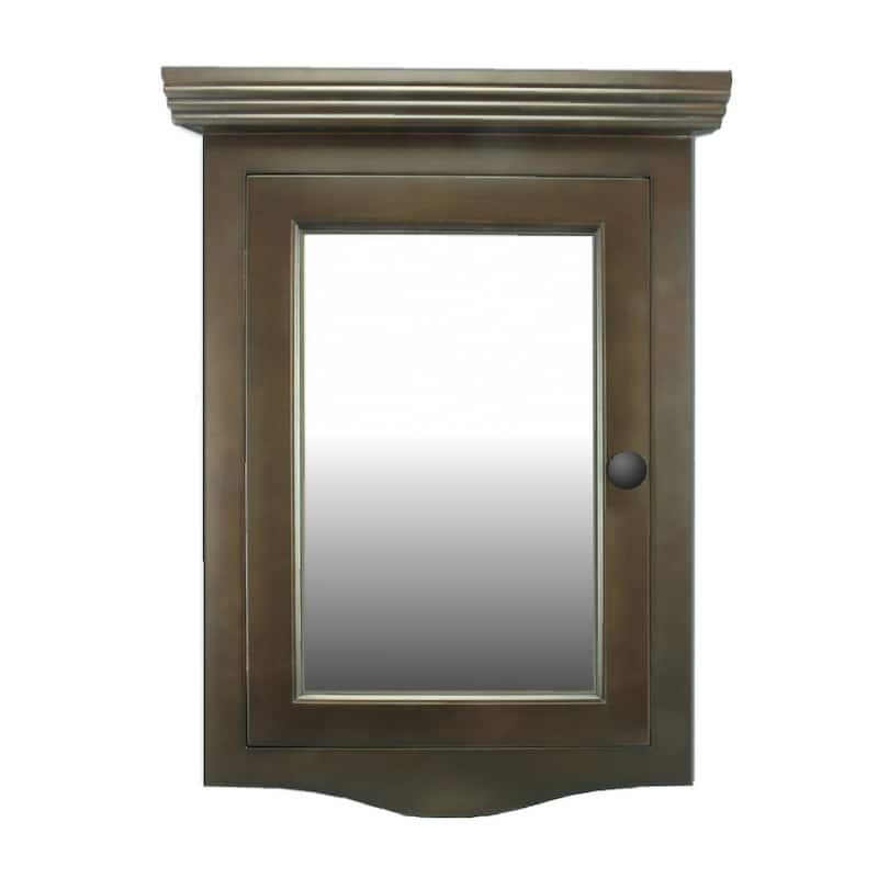 Wooden Corner Medicine Cabinet with Mirror Dark Oak Wall Mount Medicine Cabinet - N/A