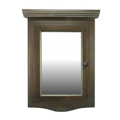 Wooden Corner Medicine Cabinet with Mirror Dark Oak Wall Mount Medicine Cabinet - N/A