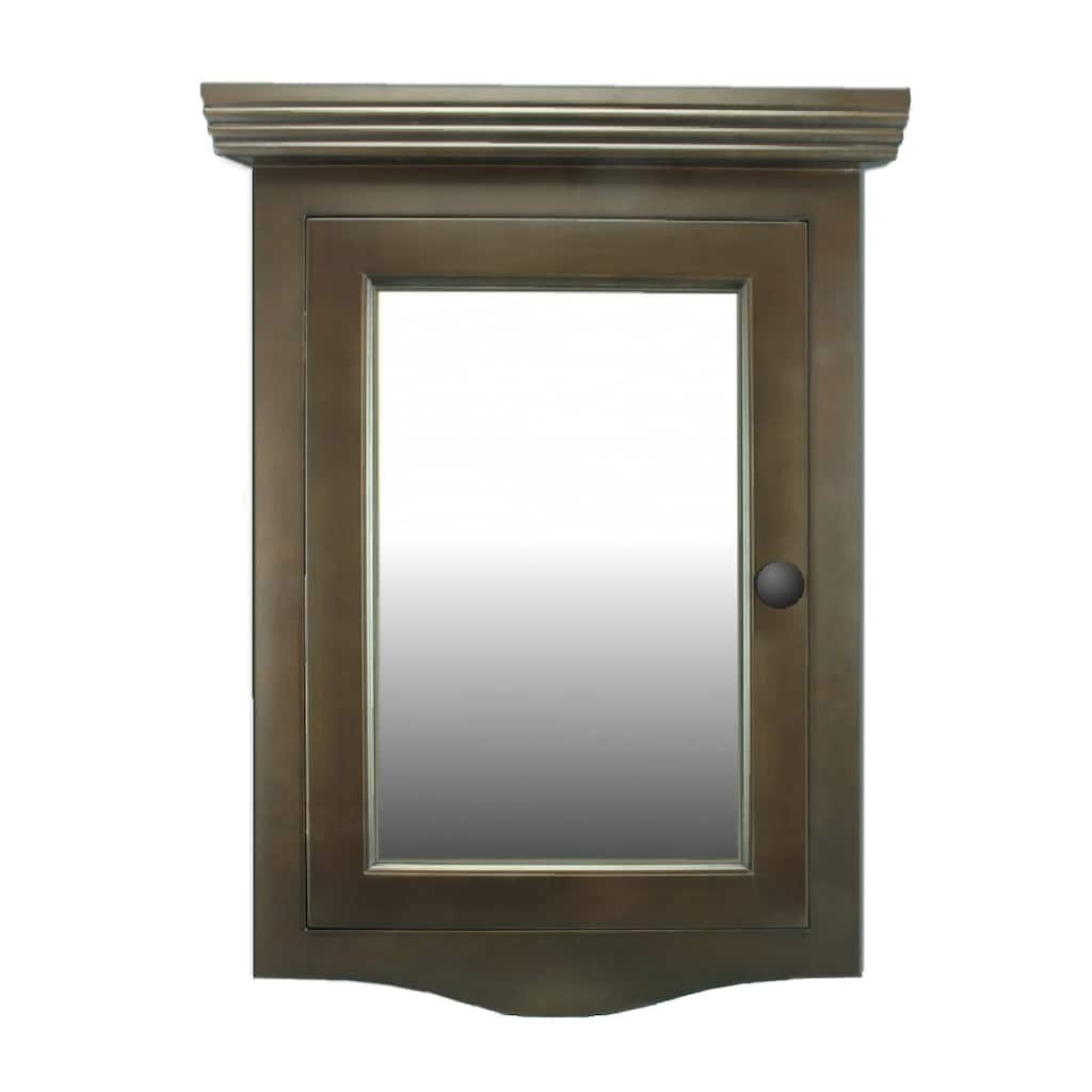 Wooden Corner Medicine Cabinet with Mirror Dark Oak Wall Mount Medicine Cabinet - N/A