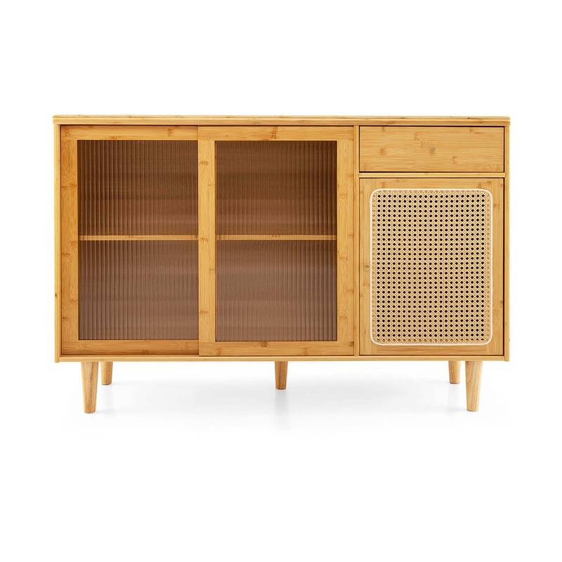 Costway Buffet Sideboard Cabinet Rattan Console Table with Sliding - See Details