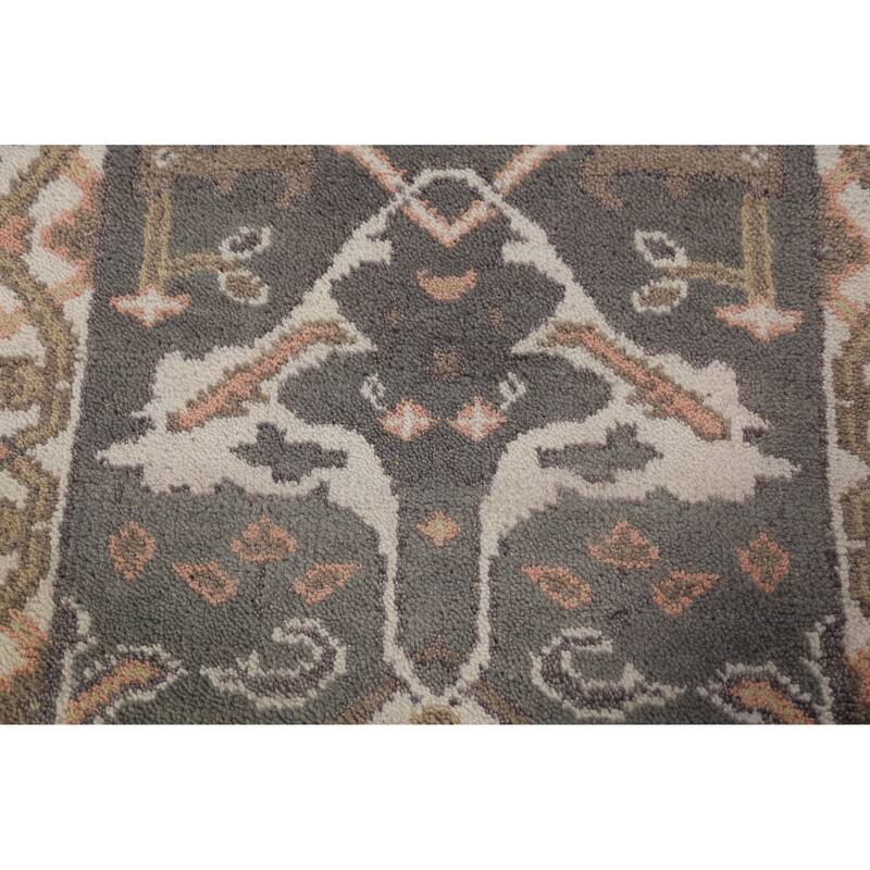 Gray Oushak Oriental Runner Rug Transitional Handmade Wool Carpet - 2'7" x 9'11"