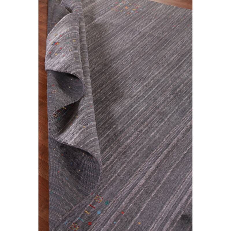 Hand Knotted Oriental 100% Wool Carpet Tribal Tribal Greys & Charcoal Gabbeh Area Rug - 10' 0'' X 7' 10''