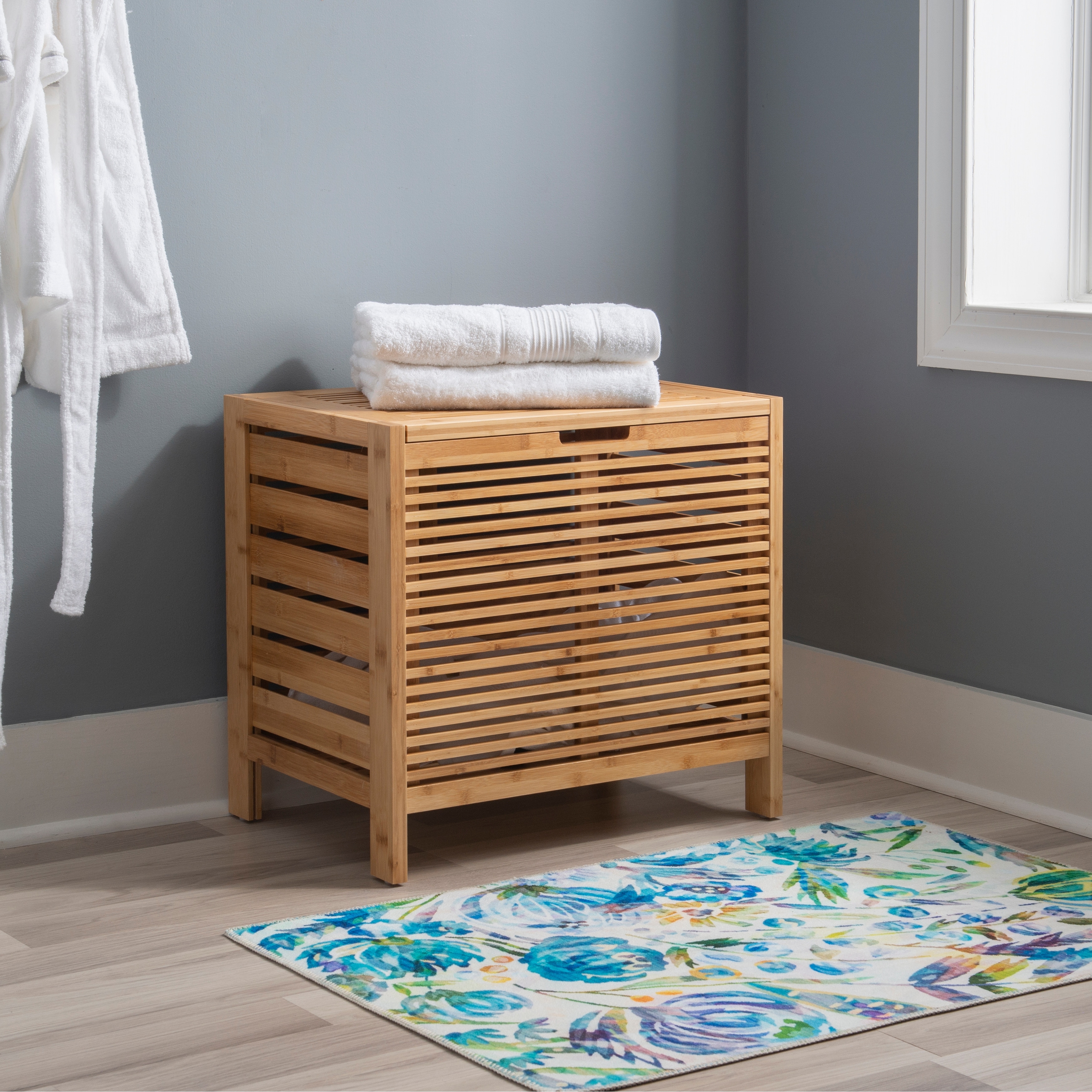 Bamboo laundry basket on sale